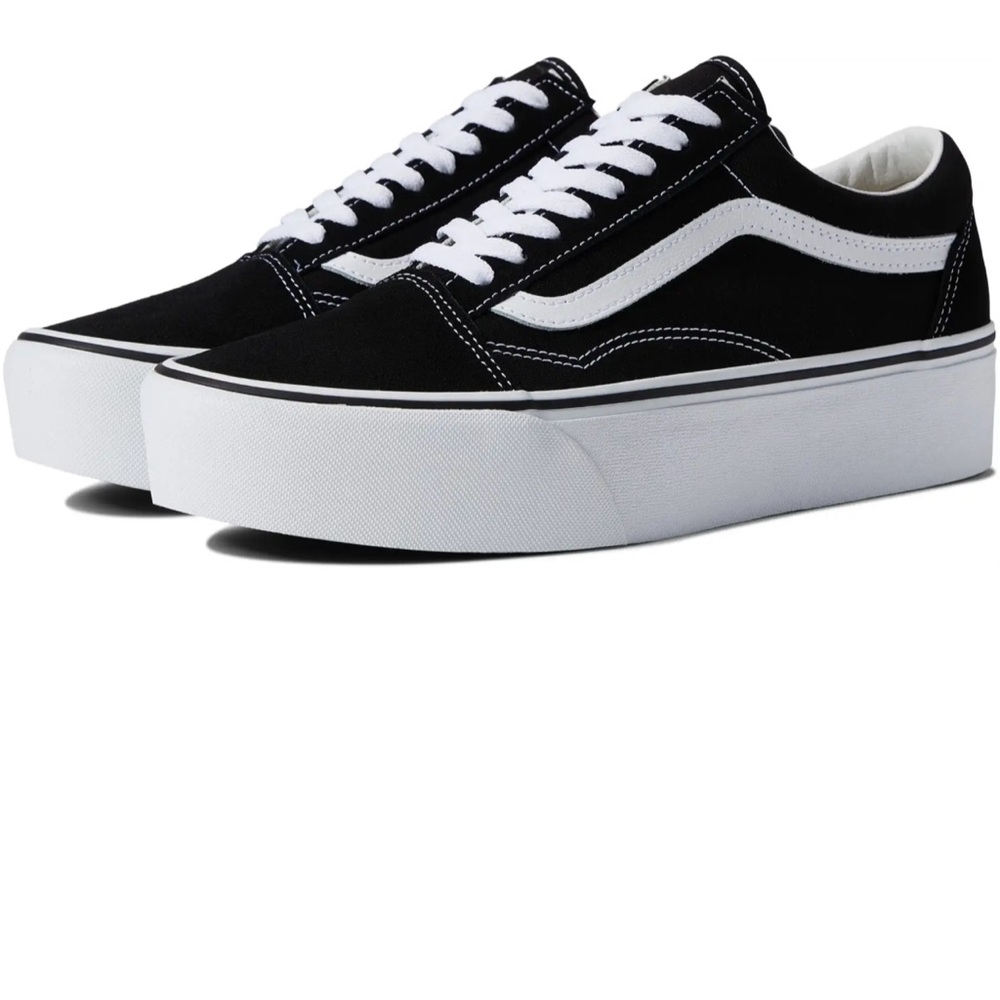 Vans Women's Classic Black and White Platform Sneakers